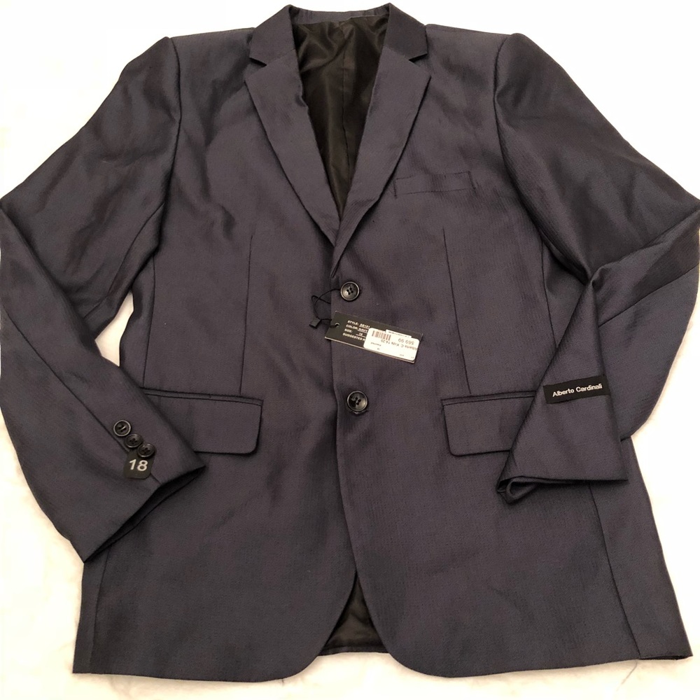 NEW Alberto Cardenali Navy Blue Suit Blazer 18